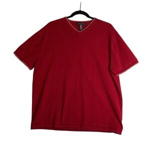 Mens Banana Republic Burgundy Pima Cotton V-Neck Short Sleeve Pullover Shirt